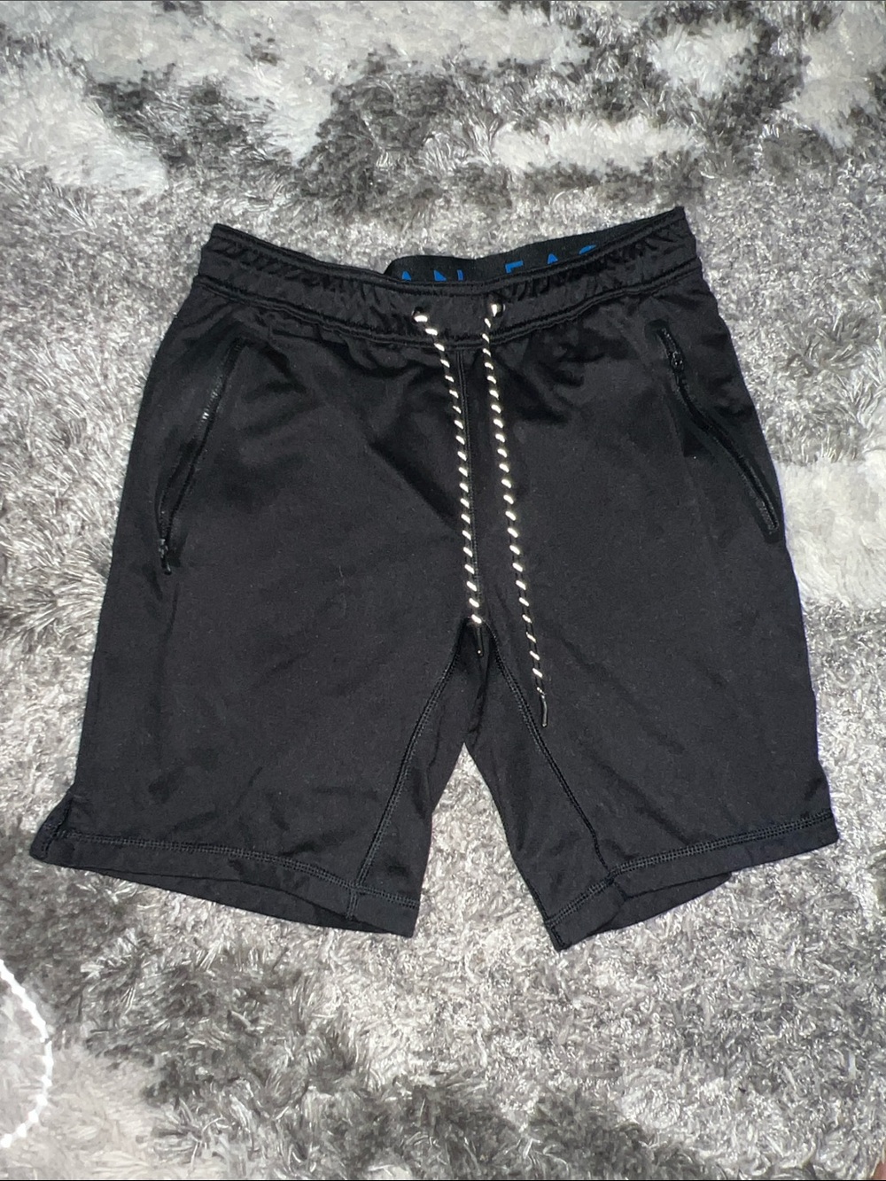 American Eagle Outfitters Black Athletic Shorts with Blue Logo